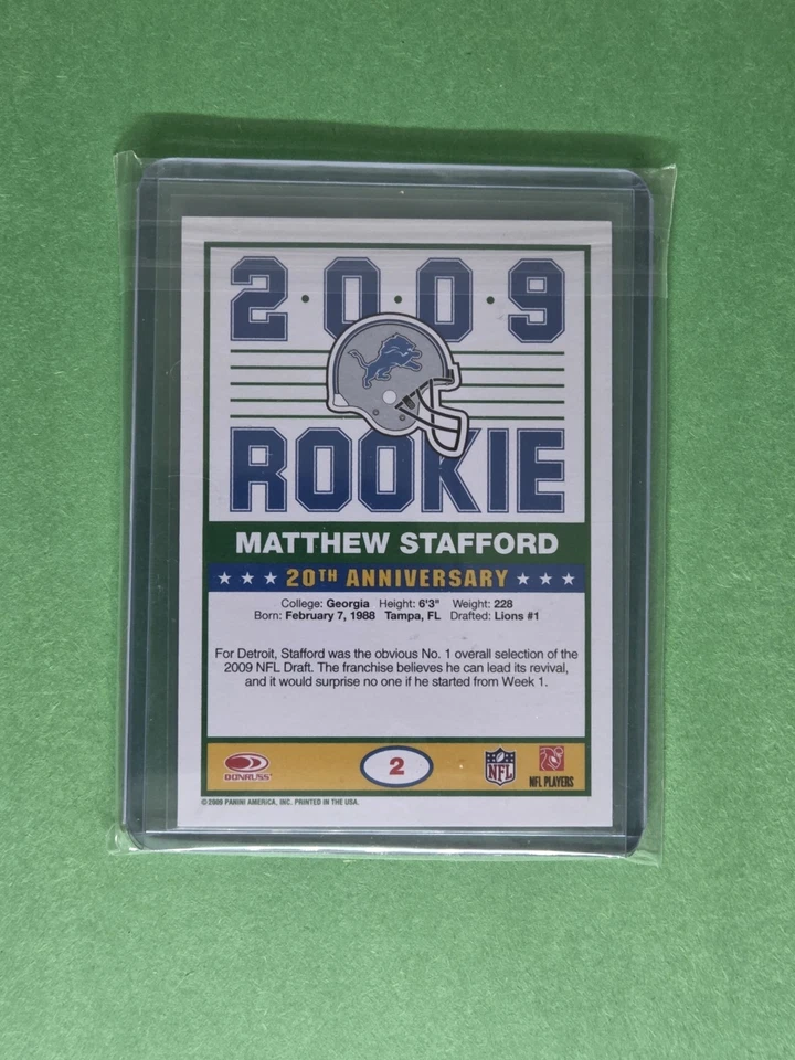 2009 Score Matthew Stafford National VIP Rookie Card #2 Lions Rams Short Print - Image 2 of 2