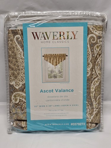 Waverly Cashmere Pearl Ascot Valance 52"Wx20"L Shades Of Brown Paisley New - Picture 4 of 5