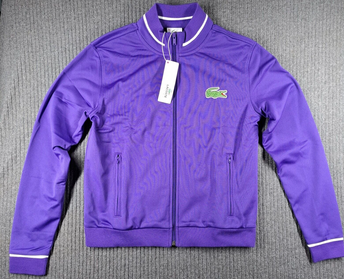 Lacoste Sport Jacket Women's 40 PURPLE FULL ZIP ZIP POCKETS