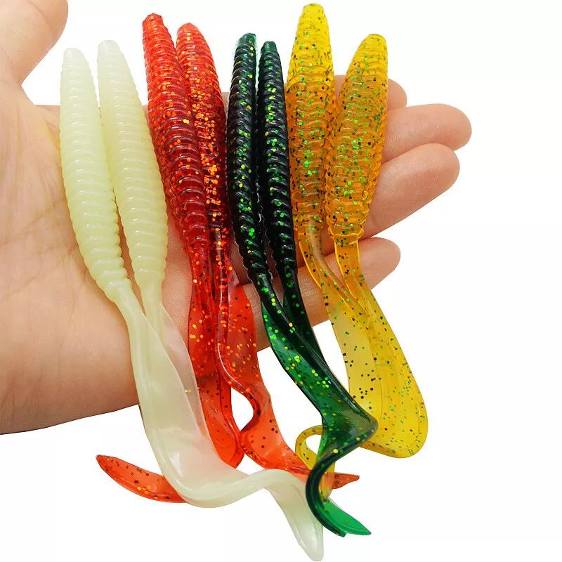 10PCS Long Tail Fishing Lure Soft Bait 13cm 6g Sickle Tails Worm