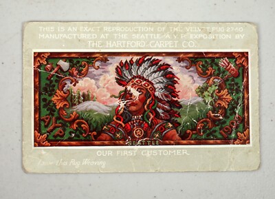 Vintage Postcard Hartford Carpet Co. Thompsonville CT Native American Image
