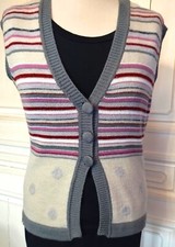 Gilet Long Femme En Laine Alain Manoukian - Couleur Écru Taille M - Occasion Très Bon État