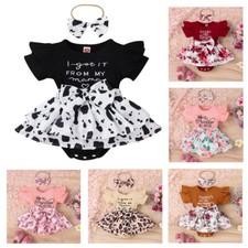 Newborn Baby Girls Floral Ruffle Romper Bodysuit Dress Clothes Outfit Set USA