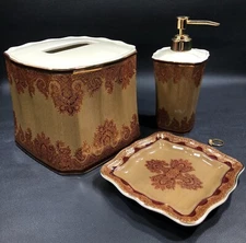 CROSCILL HOME Royal Paisley Vanity Set Lotion Dispenser/Tissue Cover/Soap Dish