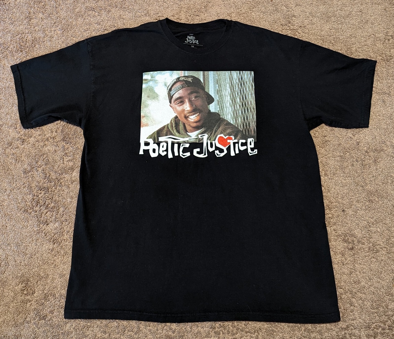 FILA Camicia Tupac Poetic Justice Uomo 3X Nera Stile Anni 90 Rap Death Row 2019 Stampa