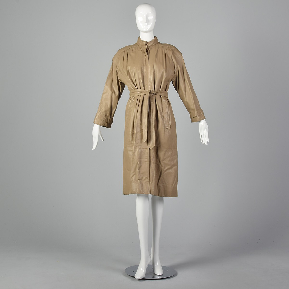 Medium Fendi 1980s Leather Trench Coat 80s VTG Designer