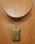 Sterling Silver Wire-Wrapped TIGER'S EYE Gemstone Dangle Necklace...Handmade USA