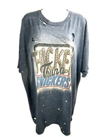 Gildan Cotton Graphic T Shirt Gray 3XL Distressed