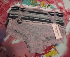 5 NEW JUICY COUTURE JC9944 5PKX SIGNATURE WAIST CHEEKY LACE HIPSTER PANTIES M