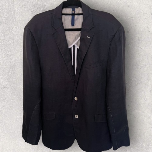 Stones Herren marineblau Leinen schmale Passform Jacke Blazer Sommer EU 56 UK 46