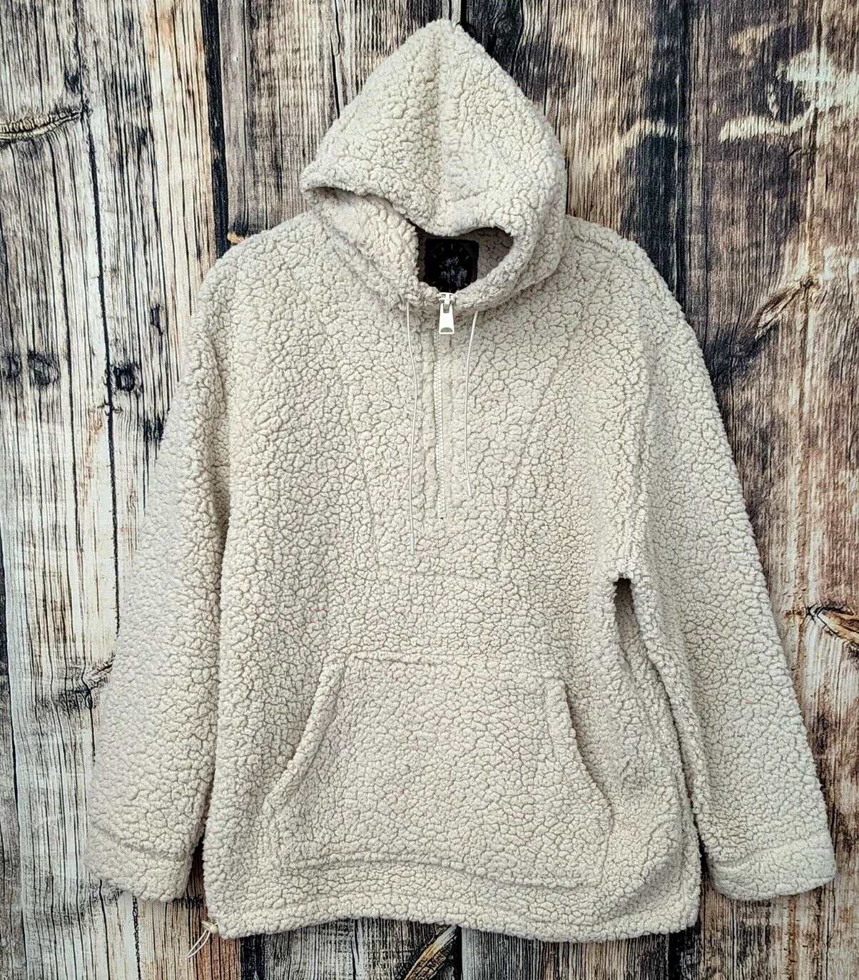 Cabin Fever by Ramatex Sherpa Pullover Hoodie Unisex Medium 1/4 Zip Teddy Cozy