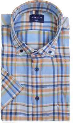 Marvelis Hemd Casual Kurzarm blau / orange Karo 6030.52.90