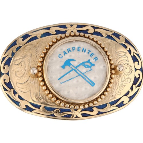 Carpenter Carpentry Wood Tool Builder Construction 1980s Vintage Belt Buckle
