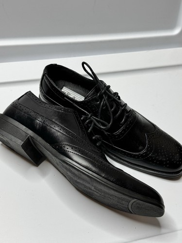 Wingtip Oxford Dress Shoes Boys Size 6 Black Lace Up Faux Leather Church - Picture 3 of 5