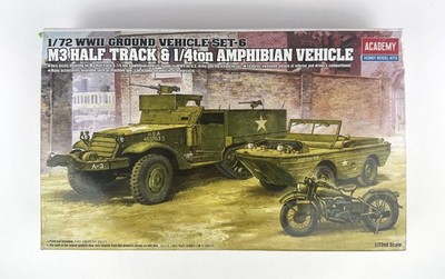 Academy 13408 M3 Half Track & 1/4 Ton Amphibian Vehicle 1/72 Scale Model Kit