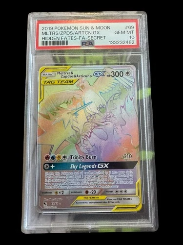 The Pokémon Company Hidden Fates Moltres & Zapdos & Articuno GX 69/68 PSA 10