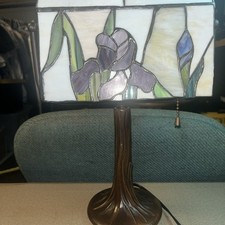 Vintage Tiffany Styled Bankers Stained Glass Butterfly Desk Lamp