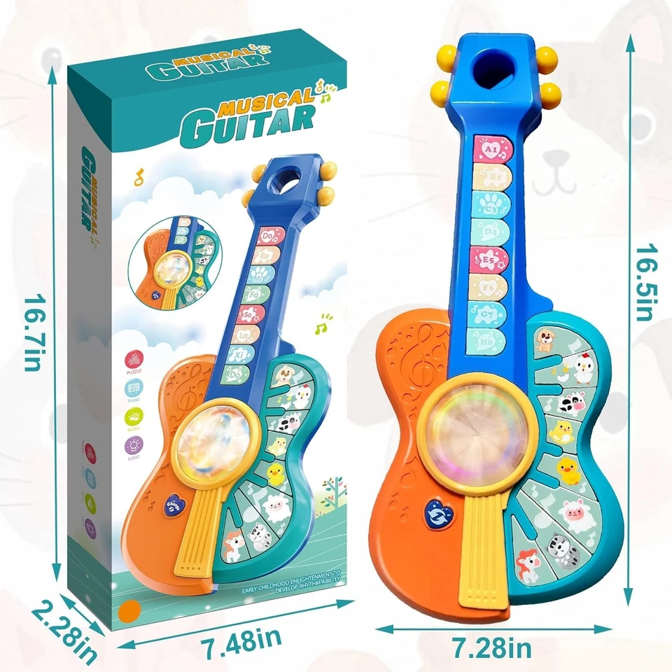 Juguetes musicales de guitarra para niños pequeños para niño/niña de 1-2 años, varios Foto 2 de 4