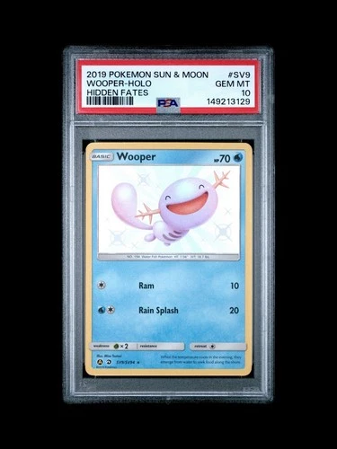 2019 POKEMON SUN & MOON HIDDEN FATES #SV9 WOOPER-HOLO PSA 10