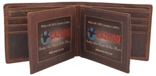 CAZORO Wallets For Men Vintage Leather RFID Protected Large Bifold Double ID...