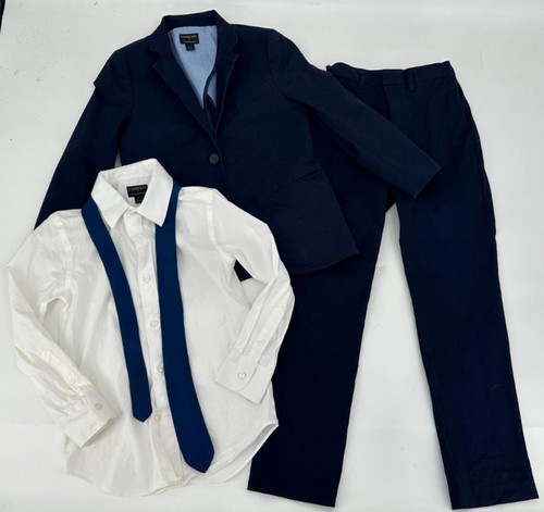 Crewcuts Suit Thompson Outfit 4 Pieces Navy Blue White Shirt Kids Boys 7 N117 - Picture 2 of 4