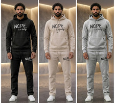 Mens Full Tracksuit Set Printed Pullover Hoodie Joggers Gym Jogging Bottoms S-XL