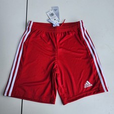 NWT Adidas Squad 21 Aeroready Boys Soccer Shorts Red White Sports Size M