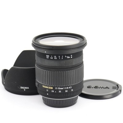 Sigma 17-70mm F2.8-4.5 DC K-mount Lens with caps & hood