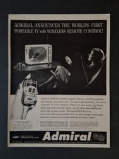 Vintage Admiral First Portable TV with Wireless Remote Control - 1959 Art AD