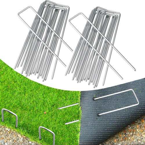100 Pack 6 Inch Garden Stakes, Galvanized Landscape Staples for Weed Barrier ...