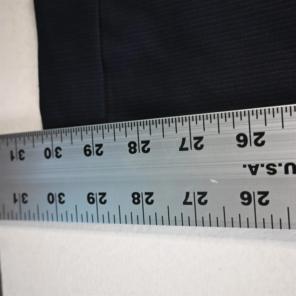 Jos. A. Bank 46x30 Navy Blue Striped 100% Wool Pleated Cuffed Mens Pants - Image 4 of 4