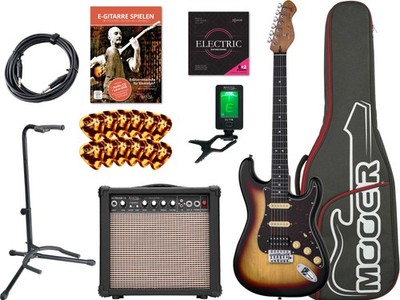 Mooer MSC10 Pro E-Gitarre Sunburst Set Verstärker Gigbag Tuner Ständer Amp