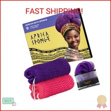 African Net Sponge Authentic - 2 Pieces Exfoliating Body Scrubber Bath Sponge -