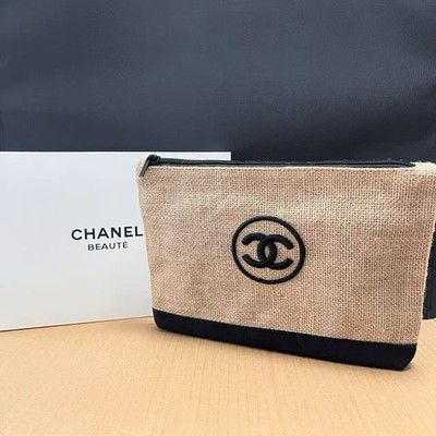 Chanel Beauty Eco Jute VIP Kosmetiktasche Geschenktasche Kosmetiktasche Neu In Box A4Size