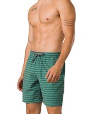 PrAna Mens Metric E-Waist Boardshort Swim Cove Stripe Green Size XL - 8  New