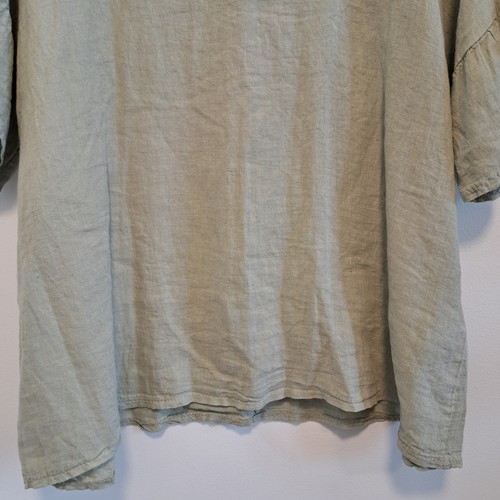 Elena Baldi 100% Linen Sage Green Tunic Top Ruffle Sleeve Women's 3X NWT - Picture 6 of 9