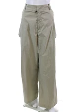 Lioness Womens Pleated Front Smokeshow Pants Sage Beige Cotton Size Medium