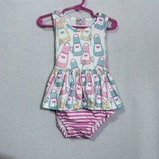 Pete  Lucy Baking Beauty Pink Blue Bubble Bodysuit Romper Girl's Size 18-24M