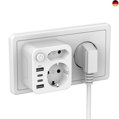 Multiple socket with 4 power supply, sockets with USB C, multiple plug for USB s