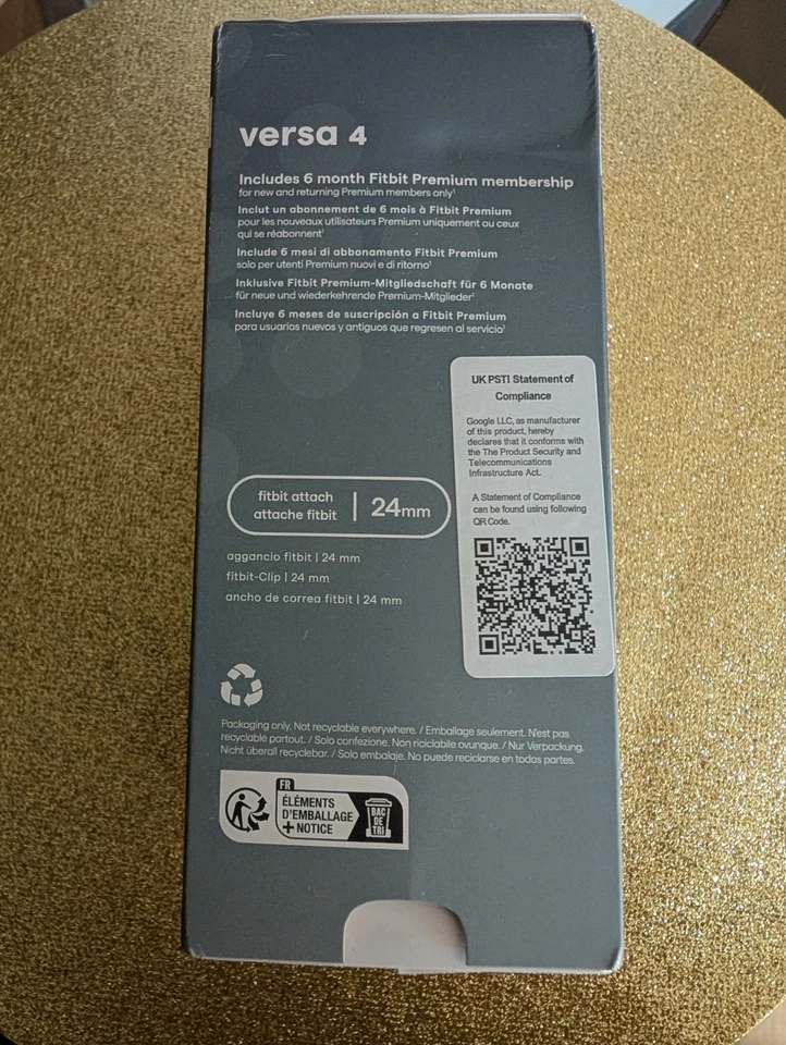 Fitbit Versa 4 Fitness Tracker Smartwatch GPS, Waterfall Blue/Platinum - Image 2 of 2