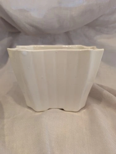 White McCoy ceramic fluted planter art deco mid century modern boxy