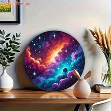 Vintage Space Theme Universe Round Metal Wall Decor Colorful