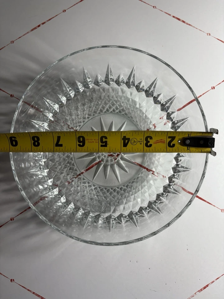 VTG ARCOROC USA Serving Salad/Candy Bowl Crystal Clear Glass STARBURST 9" Nice - Image 4 of 4