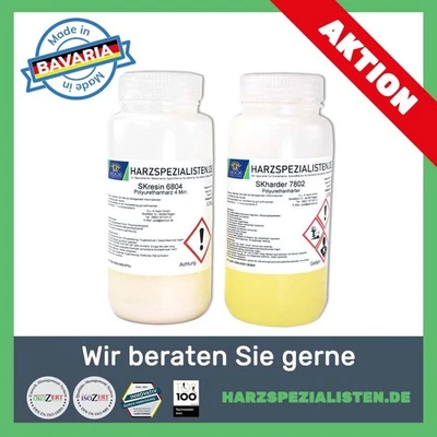 PU Polyurethan PUR Schnell Giessharz Resin Modellbau 4min 1:1 500g 250g + 250g - Bild 1 von 4