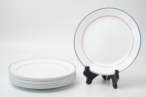 Corelle Plymouth Blue & Red Bands 10.25" Dinner Plate 1-Piece
