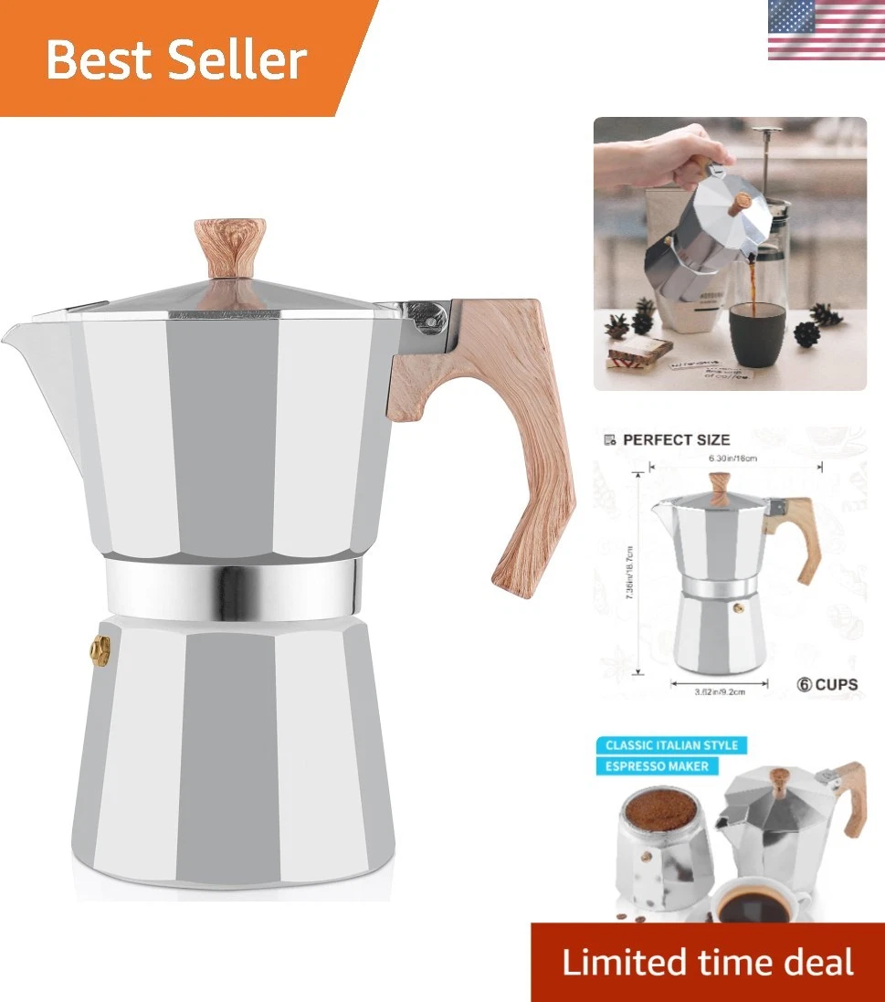 Stovetop Espresso Maker Moka Pot 6 Cups Aluminum Gas Electric Coffee Maker