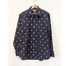 Bonobos Slim Fit Stretch Navy Blue Tiger Print Button Down Shirt 17 x 35 Mens