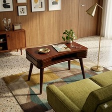 Table Basse Vintage des Années 50-60 Plaquée en Acajou