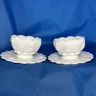 VTG Westmoreland Lot Of 2 White Milk Glass Paneled Grape Berry Bowl/Cup & Saucer