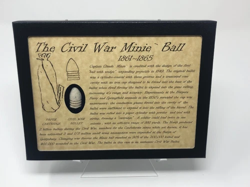 The Civil War Minie Ball Bullet Relic Case with Authentic Bullet, Case, & COA